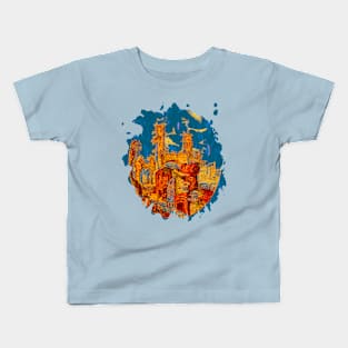 City Dreaming Splat Silhouette Art Kids T-Shirt